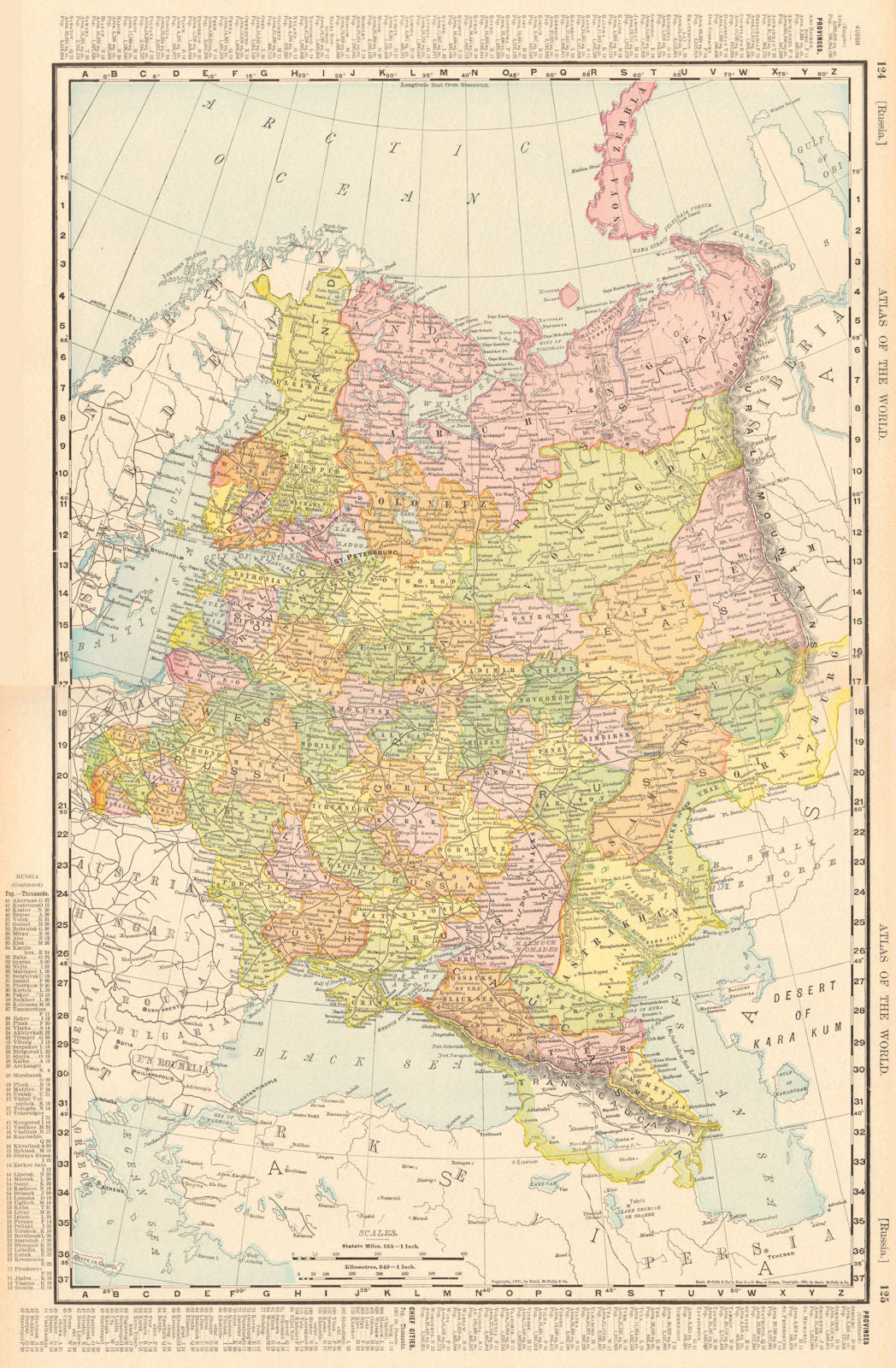 RUSSIA IN EUROPE. Poland Ukraine Caucasus Finland. RAND MCNALLY 1906 old map